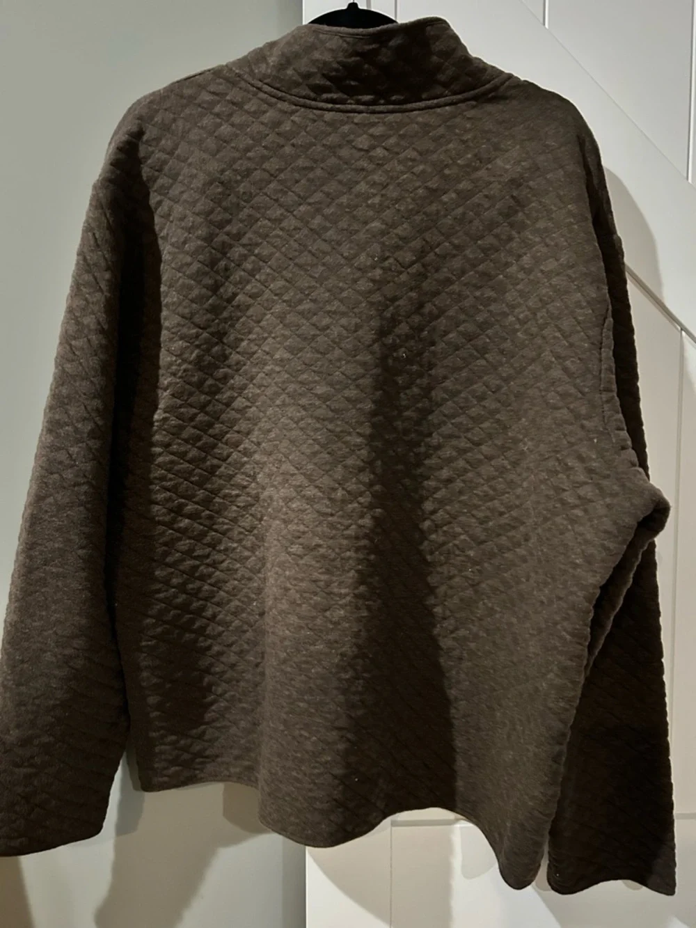 Banana Republic Quilted Half-Zip Sweater in Brown with Tan Trim